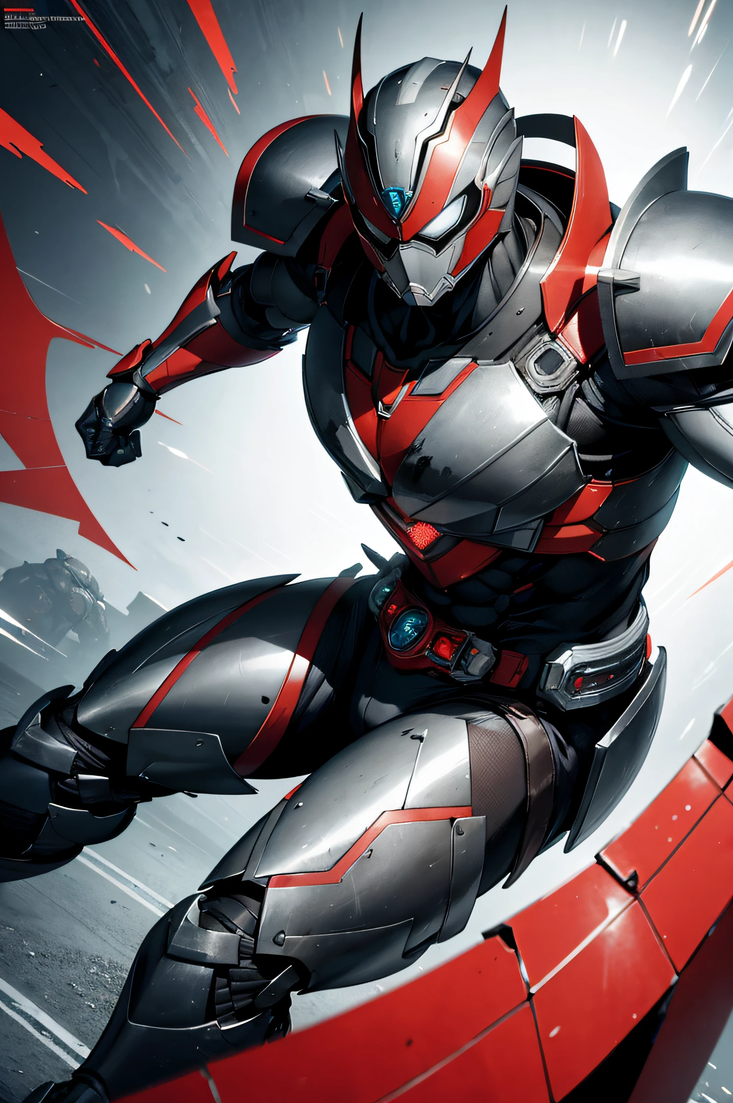1 kamen rider, armor, mechanical, male, full armor, mosquito, superhero, muscular, heavy metal, mechanical marvel, guardian, grey, dark hero, anti hero, violent, bloody, absurdres, high resolution, ultrasharp, 8k, masterpiece