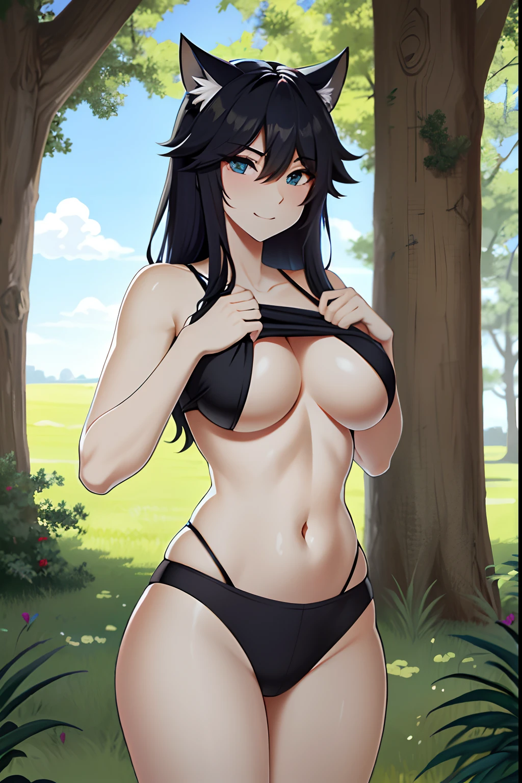 4k, High resolution, La mejor calidad, Obra maestra, colores perfectos, Sombras perfectas, Retrato hermoso y detallado de un (((Femenino))), perfect ilumination, Publicado el E621, (por chunie, por Einshelm), peludo, Anthro, Arte peludo, ((retrato)), Vaca hembra, cuerpo peludo piernas negras desde el pie hasta la rodilla,peludo, cola esponjosa, Pelaje corporal,Pelusa de la barbilla, Bozal,Large, fluffy tuft on the chest, large, fluffy tuft of the neck,cuello esponjoso, pecho esponjoso, Mucha pelusa, hermosos ojos marrones, Cuerpo en forma, Cuerpo masculino perfecto, Piel detallada, Cara detallada, ((Bonifasko lighting)), (ojos detallados), pupilas perfectas, alto, long brown hair, cabello largo desordenado, caderas anchas, piernas grandes, pechos enormes, cuello esponjoso, Pantalones cargo de camuflaje, Usar ropa, Brazos blancos, Sosteniendo breats en las manos, Manos debajo de los senos, Enfoque de los senos , smug smirk, camiseta negra, Cuernos de vaca
