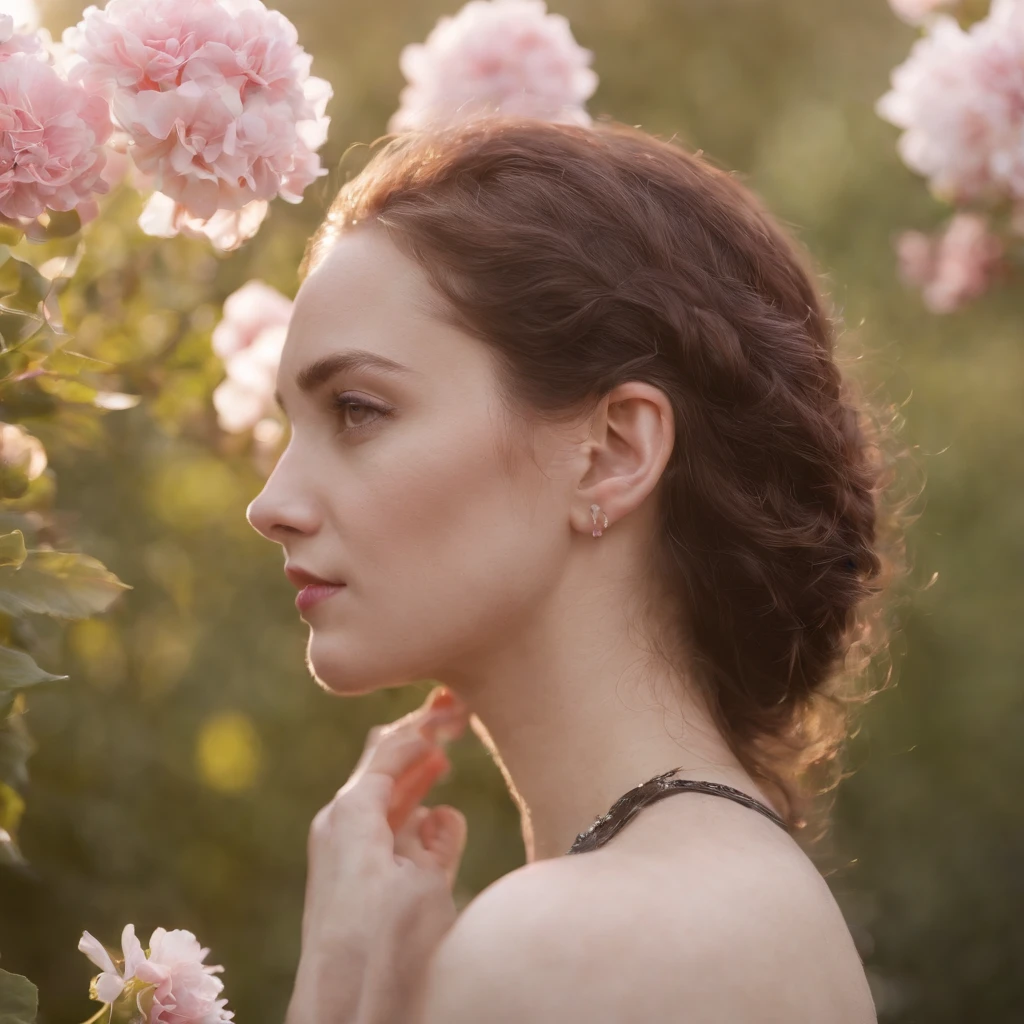 girl on a flower, in the style of androgynous, wollensak 127mm f/4.7 ektar, white and pink, uhd image, punk rock aesthetic, detailed facial features, feminine sensibilities . --ar 133:201 --v 5.1 --style raw