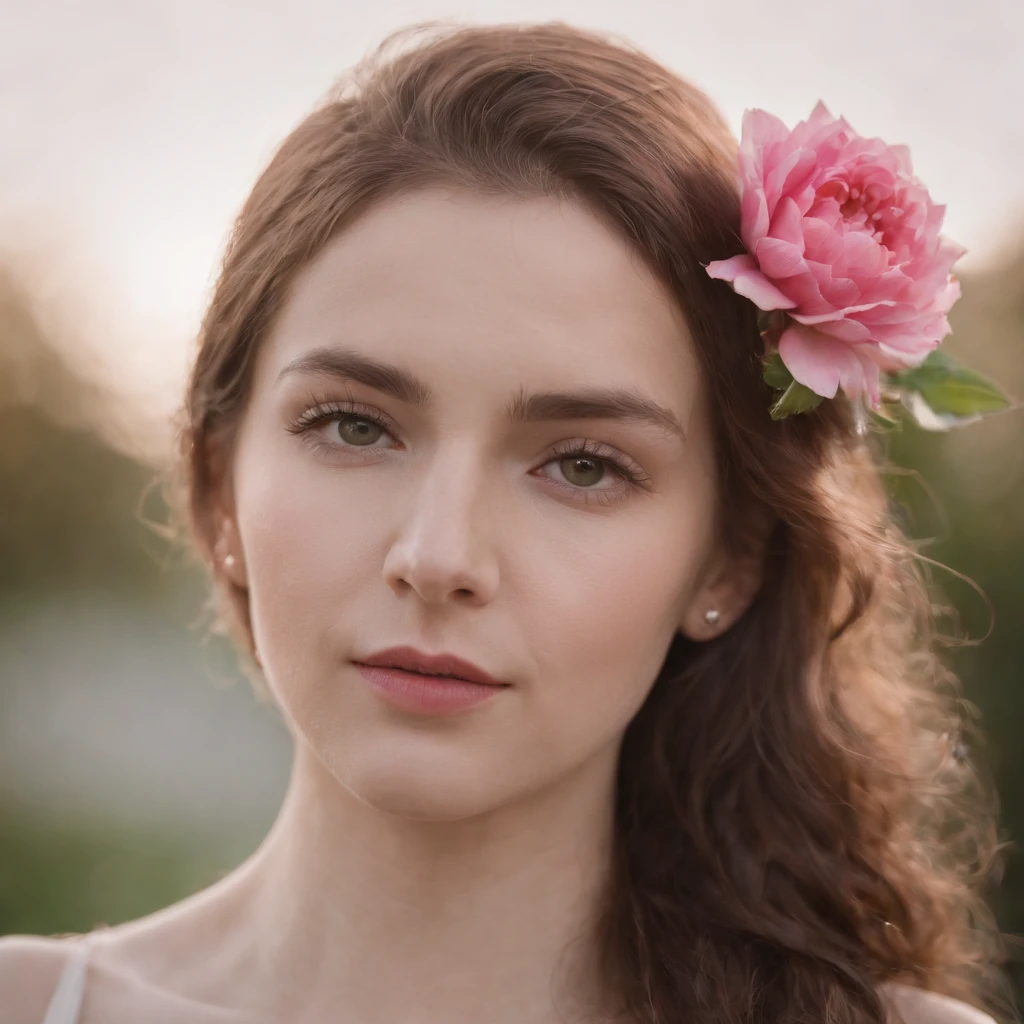 girl on a flower, in the style of androgynous, wollensak 127mm f/4.7 ektar, white and pink, uhd image, punk rock aesthetic, detailed facial features, feminine sensibilities . --ar 133:201 --v 5.1 --style raw