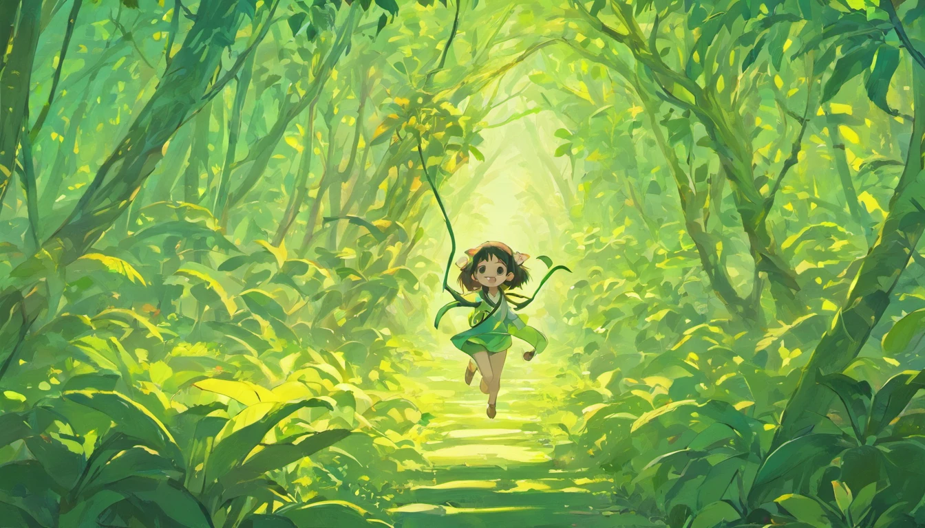 (bellow)(Turn into a monkey)(Fly into a primeval forest)(Swinging vines)(Chuangfei passes by a monkey eating bananas)(bellow)(Turn into a monkey)(Fly into a primeval forest)(Swinging vines)(Chuangfei passes by a monkey eating bananas)(bellow)(Turn into a monkey)(Fly into the virgin forest to swing the vines)