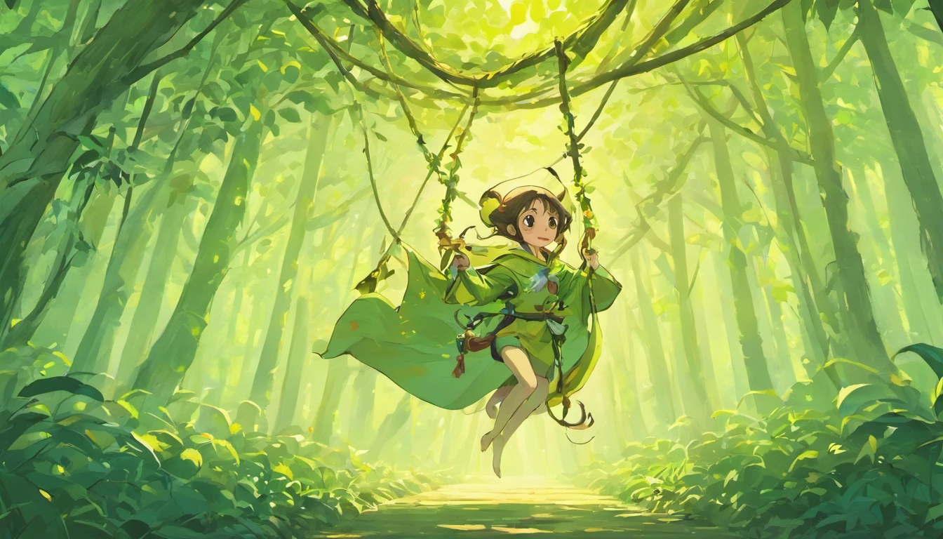 (bellow)(Turn into a monkey)(Fly into a primeval forest)(Swinging vines)(Chuangfei passes by a monkey eating bananas)(bellow)(Turn into a monkey)(Fly into a primeval forest)(Swinging vines)(Chuangfei passes by a monkey eating bananas)(bellow)(Turn into a monkey)(Fly into the virgin forest to swing the vines)