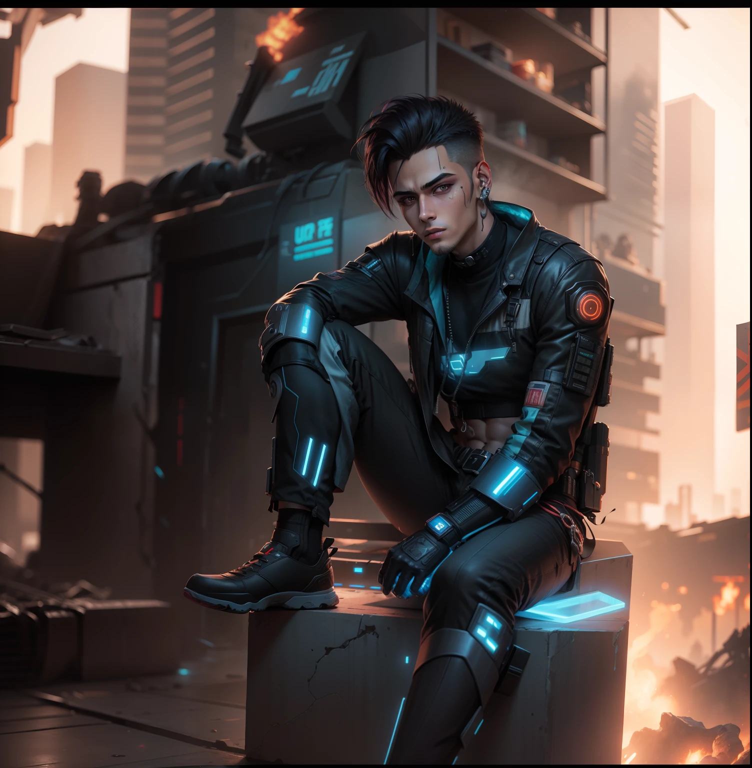 Chenge background Cyberpunk handsome boy, realistic face, 8k,ultra realistic