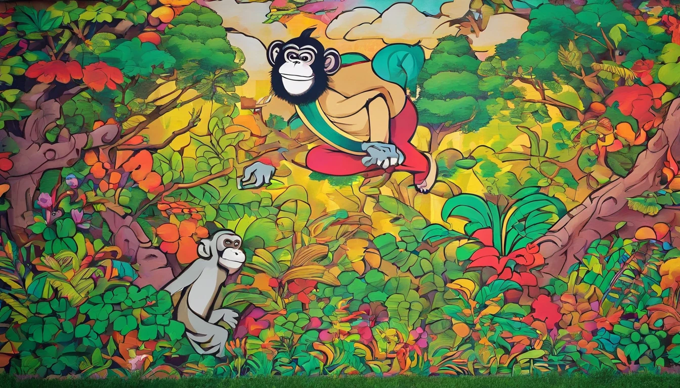 (bellow)(Turn into a monkey)(Fly into a primeval forest)(Swinging vines)(Chuangfei passes by a monkey eating bananas)(bellow)(Turn into a monkey)(Fly into a primeval forest)(Swinging vines)(Chuangfei passes by a monkey eating bananas)(bellow)(Turn into a monkey)(Fly into the primeval forest to swing the vines)
