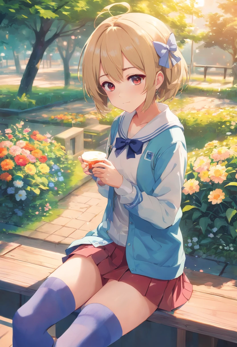 Best image quality,high detal,8K分辨率,Macro lens,((Q version characters)),(pupils),(Watery eyes),(Open-mouthed),(Be red in the face),(((CRIT))),(((grieves))),(whaite hair),Crescent hair ornaments,Hair rings,heart-shaped hair ornament,jewelery,pleatedskirt,(over knee socks),Bow,lie,城市,Flowers method