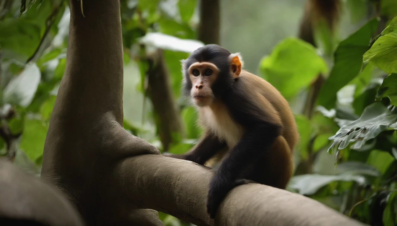 A skinny and ugly female chimpanzee