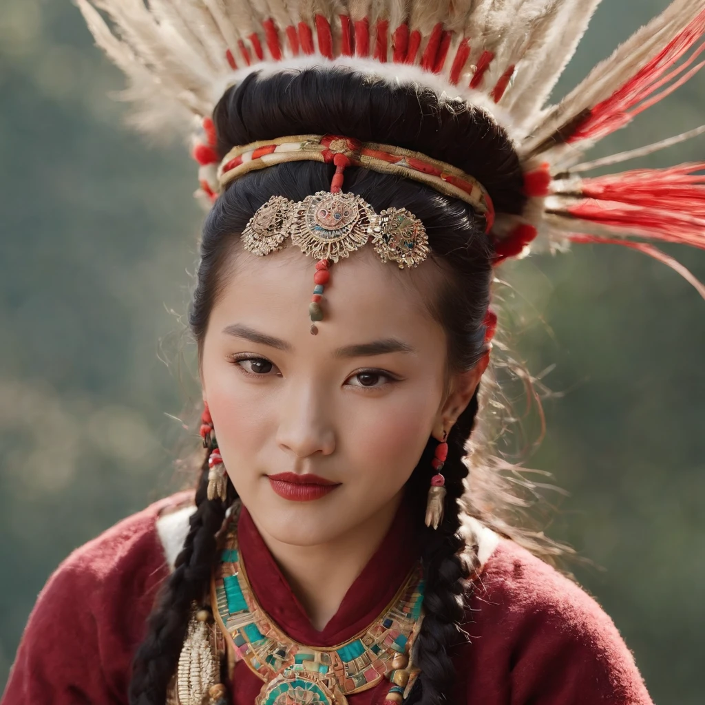 (tmasterpiece,best qualtiy,realisticlying:1.37),(Complex and sophisticated,Highly detailed skin and face),(1girll),独奏,standing on your feet,a beauty girl,Tibetan clothing,Colorful costumes, Fleece collar, Padded collar,High-end Tibetan clothing,Cumbersome Tibetan costume design,Warm clothing,Winter clothing,Appearance Yang Chaoran,Rounded face shape,Gorgeous Tibetan costumes,Cumbersome Tibetan necklace,Cumbersome Tibetan headdress,Colored headband,cinematic pastel lighting,8k wallpaper,Solidarity,art stations,
