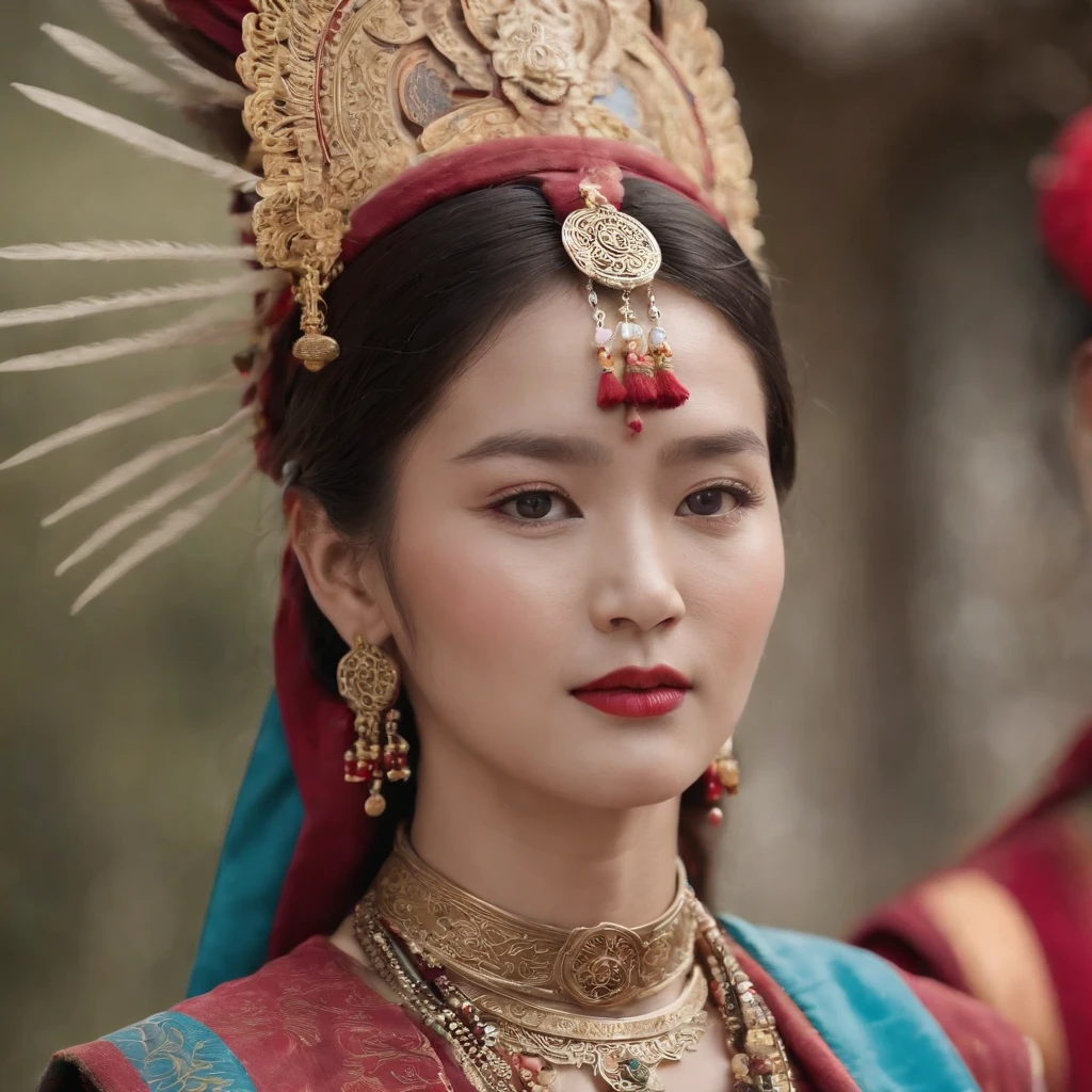 (tmasterpiece,best qualtiy,realisticlying:1.37),(Complex and sophisticated,Highly detailed skin and face),(1girll),独奏,standing on your feet,a beauty girl,Tibetan clothing,Colorful costumes, Fleece collar, Padded collar,High-end Tibetan clothing,Cumbersome Tibetan costume design,Warm clothing,Winter clothing,Appearance Yang Chaoran,Rounded face shape,Gorgeous Tibetan costumes,Cumbersome Tibetan necklace,Cumbersome Tibetan headdress,Colored headband,cinematic pastel lighting,8k wallpaper,Solidarity,art stations,High resolution CG