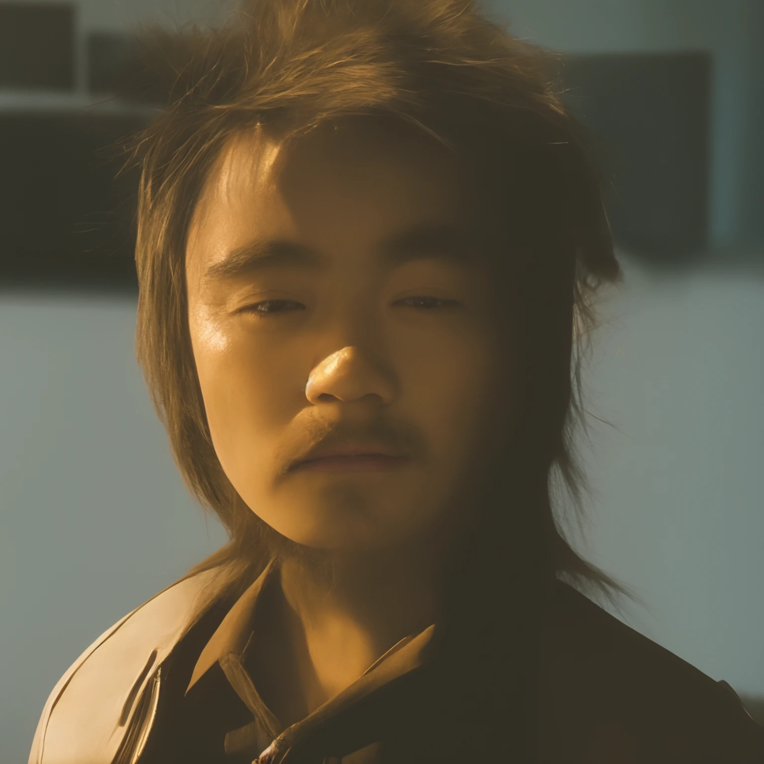 A 30-year-old 亚洲 man，Smoking，hobo，scruffy。Mr.Tree。半身像。tmasterpiece。best qualtiy。