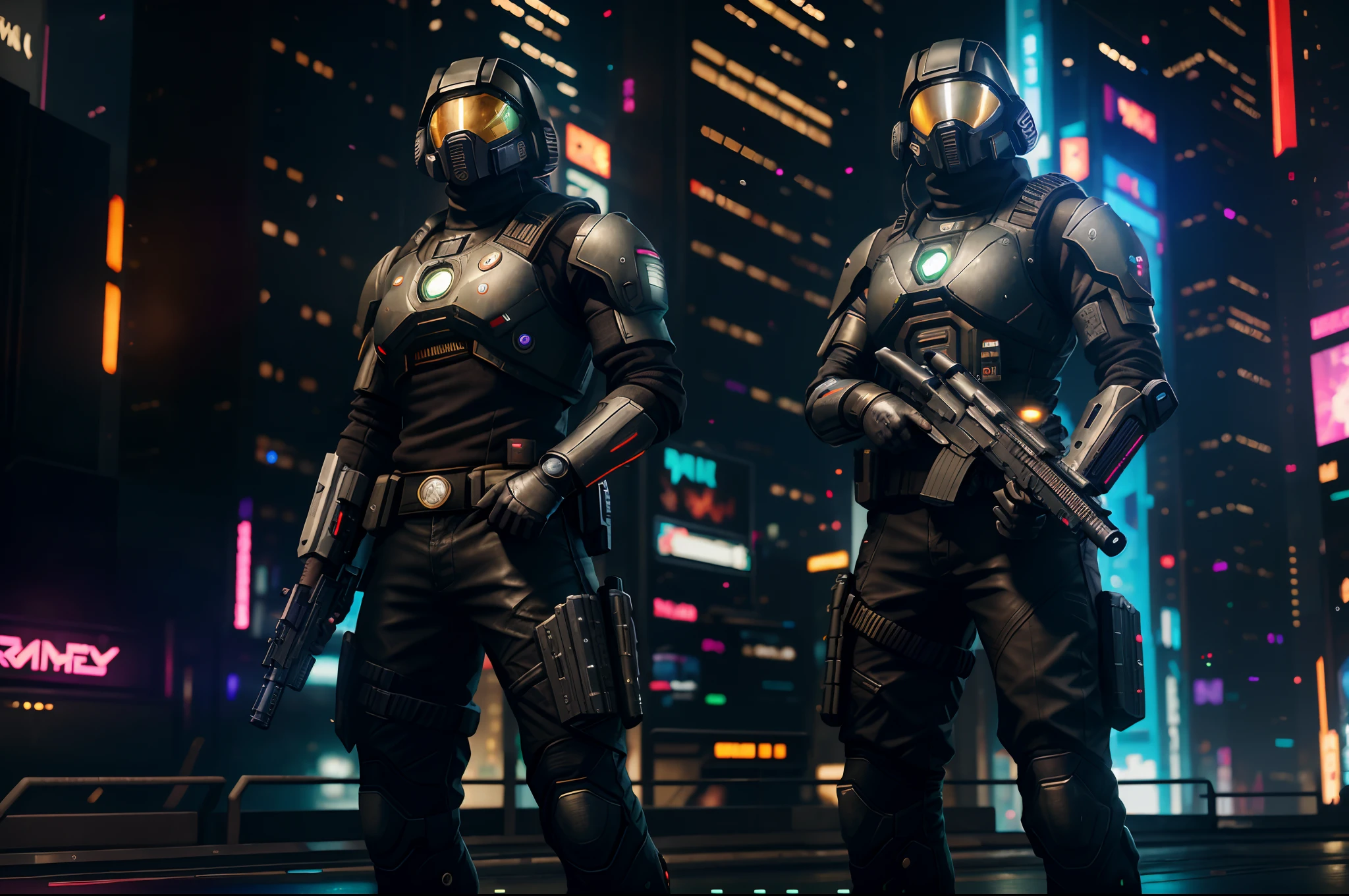 arafed man in a black outfit holding a gun in a city, cyberpunk soldier, hyper-realistic cyberpunk style, fps shooter game, cyberpunk assassin, cyberpunk street goon, fps game, cyberpunk art ultrarealistic 8k, video game render, fps game concept art, fps game concept, master chief in cyberpunk city, 3 d render character art 8 k, game cg