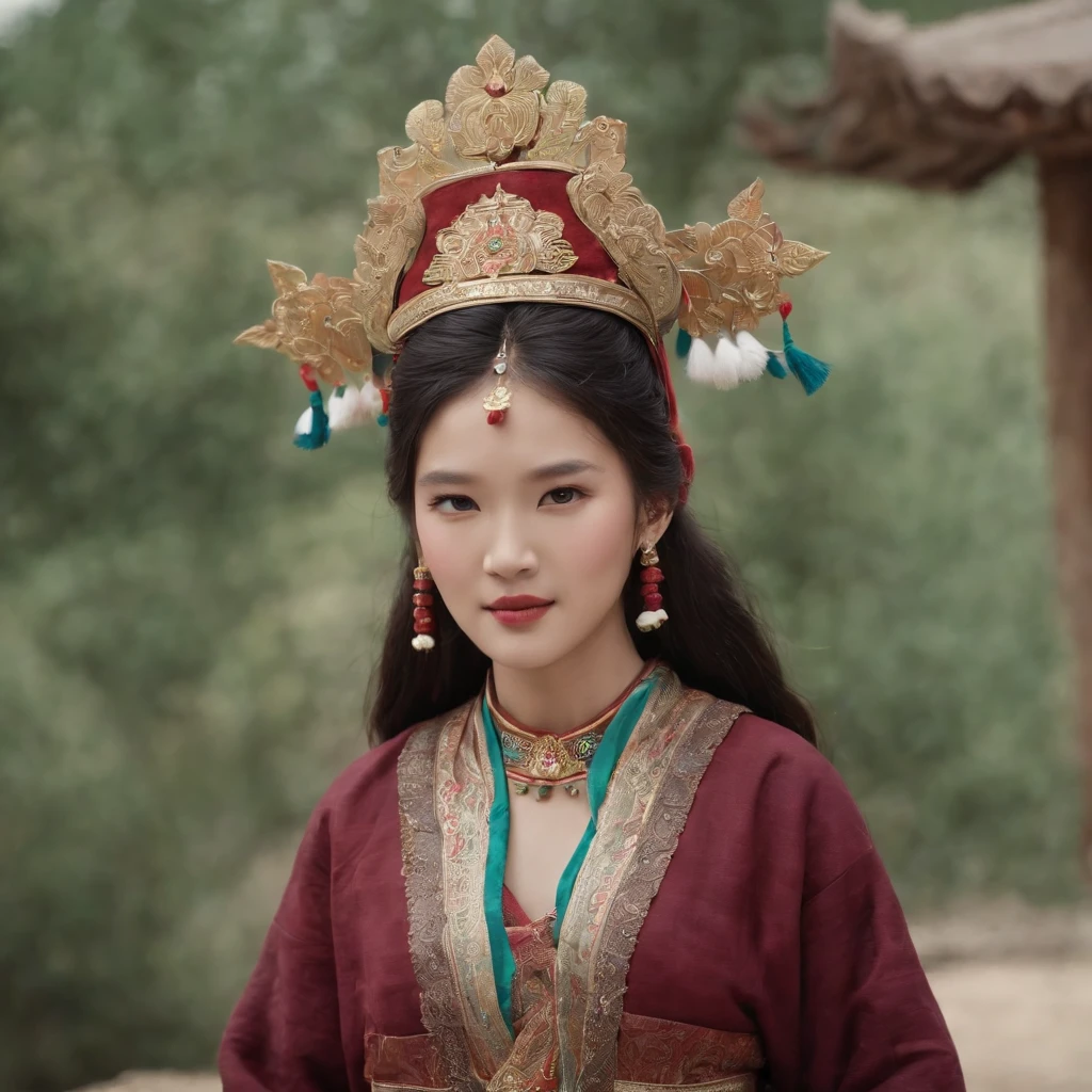（tmasterpiece，best qualtiy，realisticlying：1.37），（Complex and sophisticated，Highly detailed skin and face），（1girll），独奏，standing on your feet，a beauty girl，Tibetan clothing，Colorful costumes， Fleece collar， Padded collar，High-end Tibetan clothing，Cumbersome Tibetan costume design，Warm clothing，Winter clothing，Appearance Yang Chaoran，Rounded face shape，Gorgeous Tibetan costumes，Cumbersome Tibetan necklace，Cumbersome Tibetan headdress，Colored headband，cinematic pastel lighting，8k wallpaper，Solidarity，art stations，High resolution CG