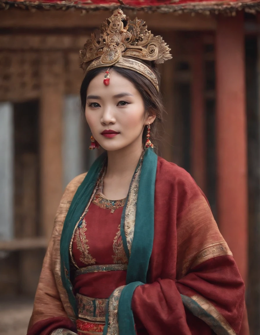 （tmasterpiece，best qualtiy，realisticlying：1.37），（Complex and sophisticated，Highly detailed skin and face），（1girll），独奏，standing on your feet，a beauty girl，Tibetan clothing，Colorful costumes， Fleece collar， Padded collar，High-end Tibetan clothing，Cumbersome Tibetan costume design，Warm clothing，Winter clothing，Appearance Yang Chaoran，Rounded face shape，Gorgeous Tibetan costumes，Cumbersome Tibetan necklace，Cumbersome Tibetan headdress，Colored headband，cinematic pastel lighting，8k wallpaper，Solidarity，art stations，