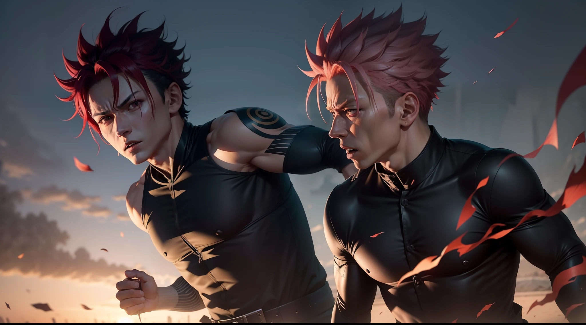 Gojo and sukuna fight for ten second scene, realistic,4k realistic, render, cinematic,anime live action, real life, jujutsu kaisen anime