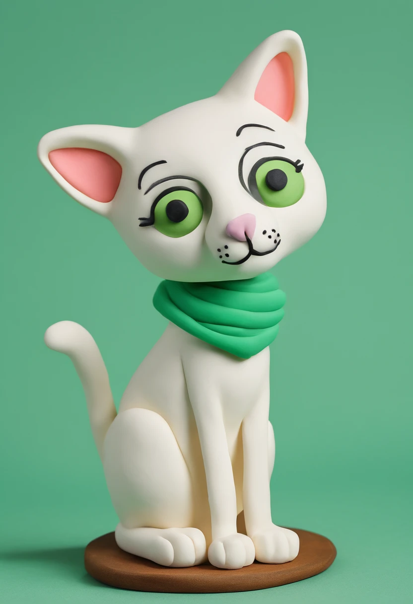a 3D cat in Shawn the Sheep style in T pose full body on plain green background