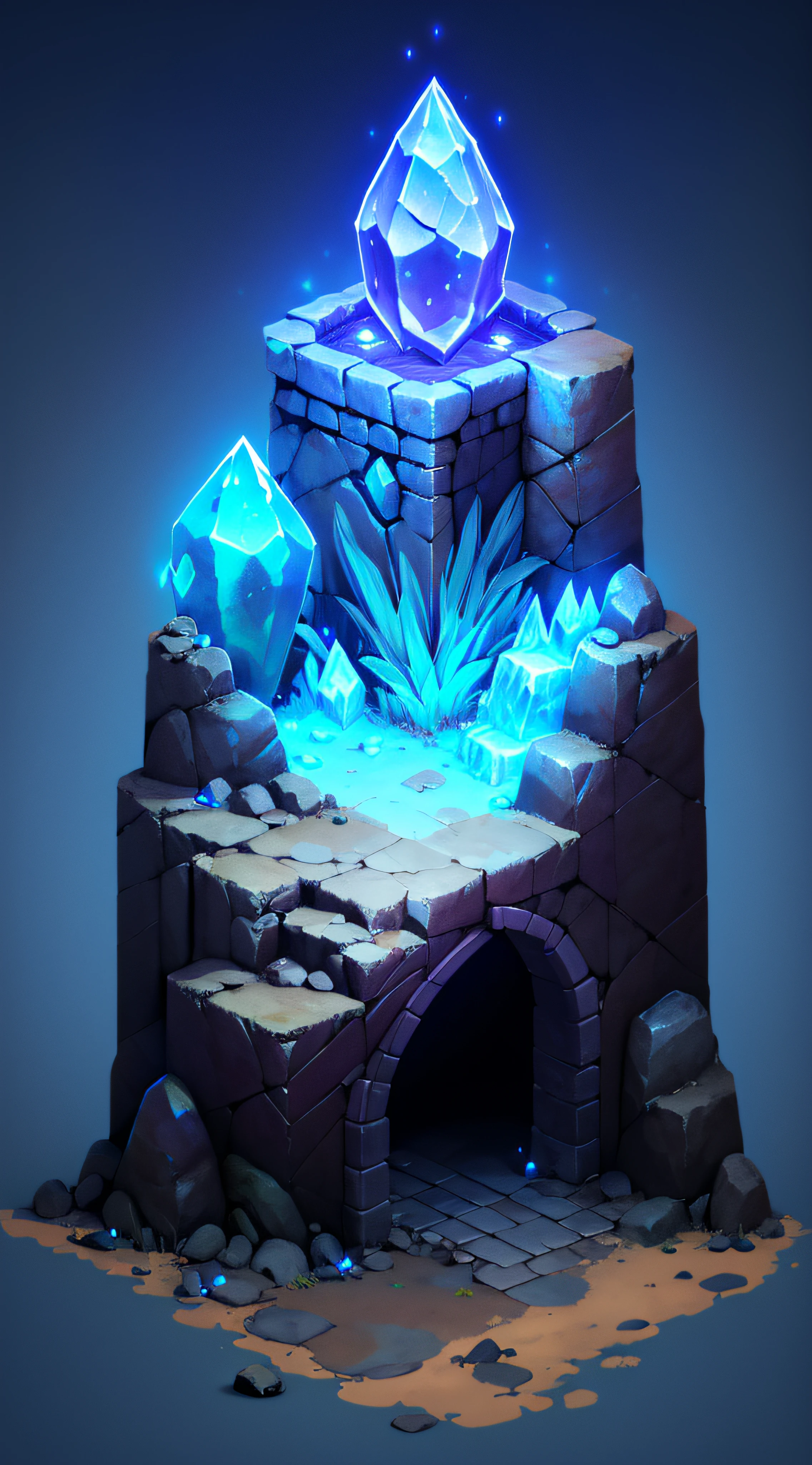 ((masterpiece,best quality)), absurdres , Isometric_Setting, cave, crystal, magic, glowing,