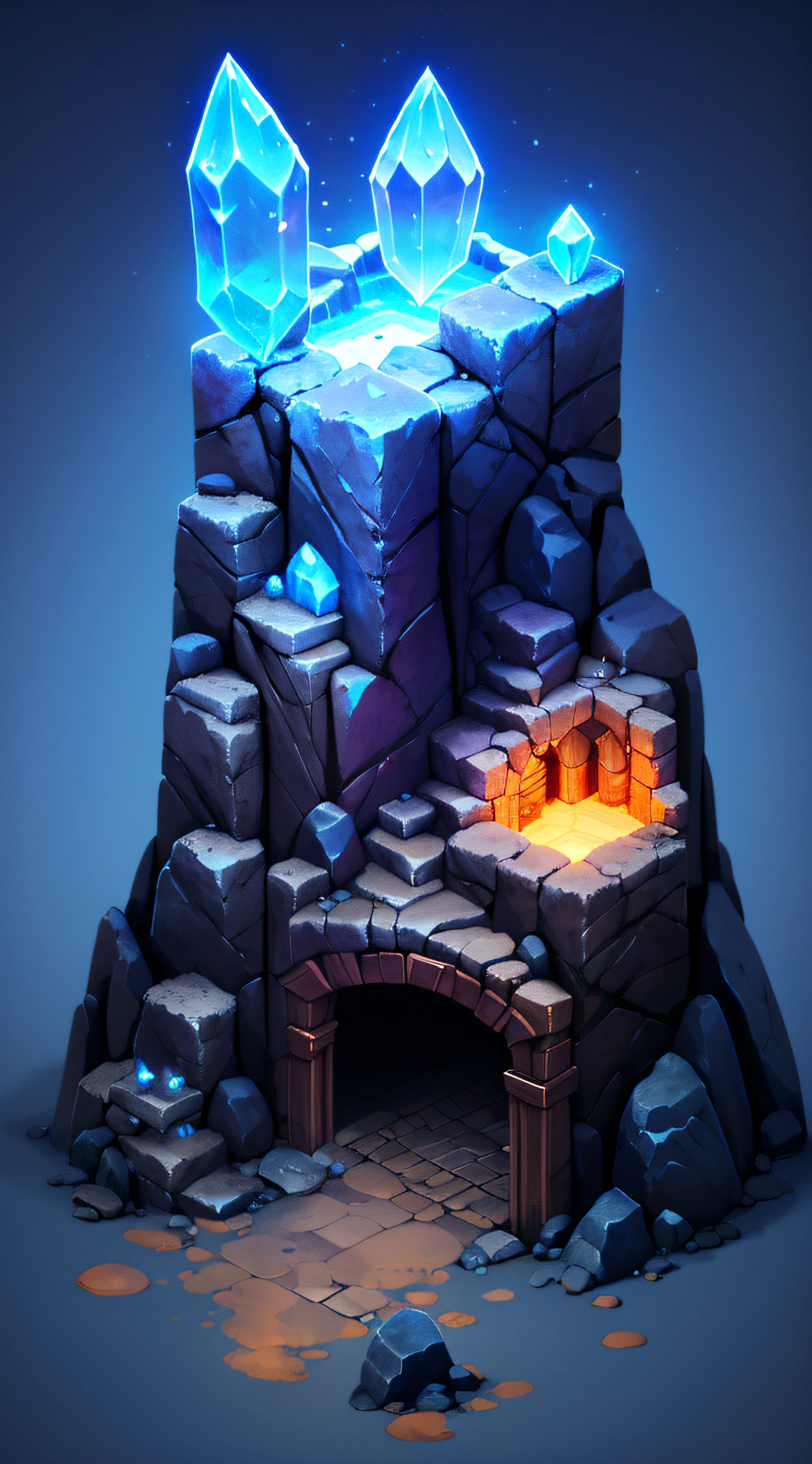 ((masterpiece,best quality)), absurdres , Isometric_Setting, cave, crystal, magic, glowing,