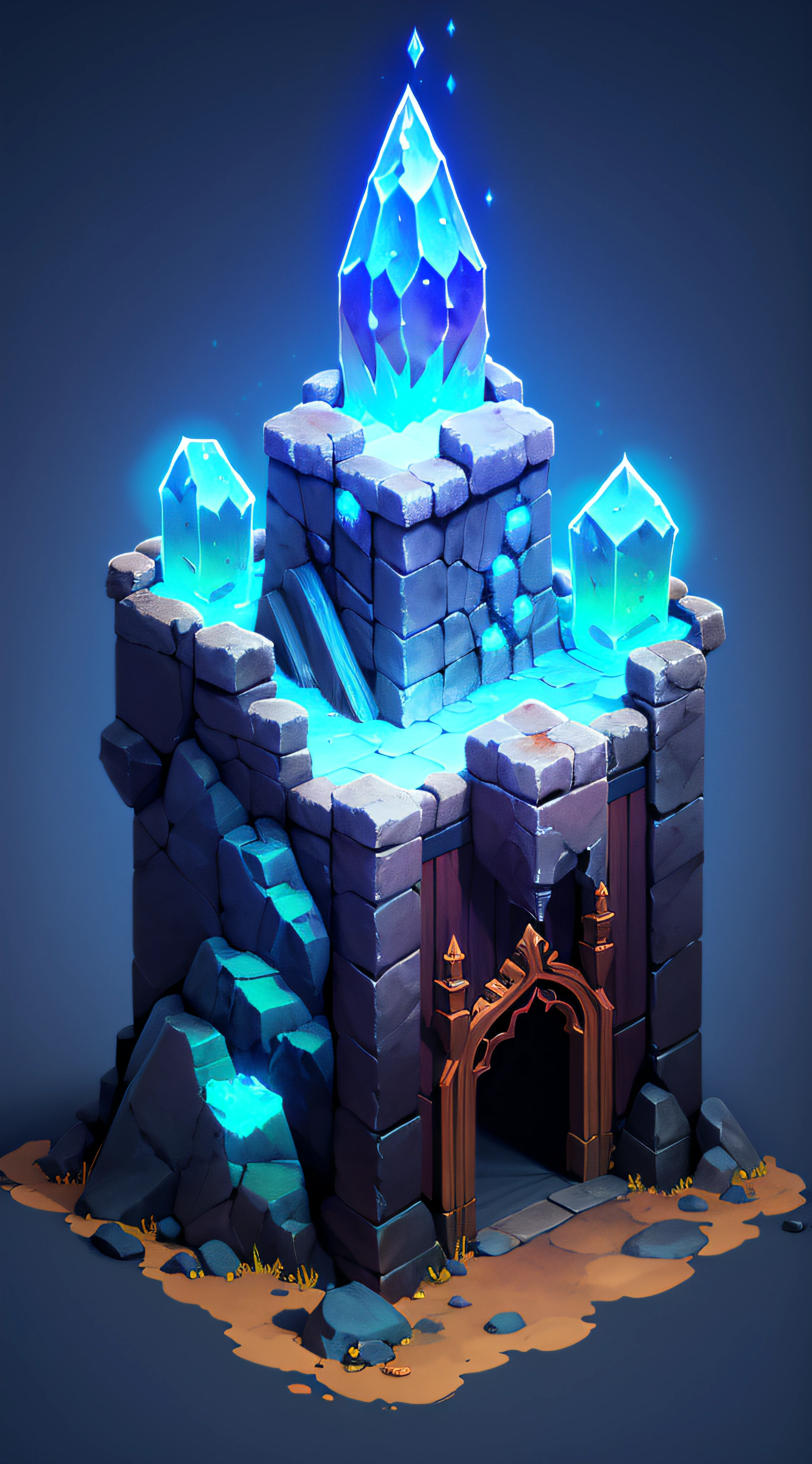 ((masterpiece,best quality)), absurdres , Isometric_Setting, cave, crystal, magic, glowing,