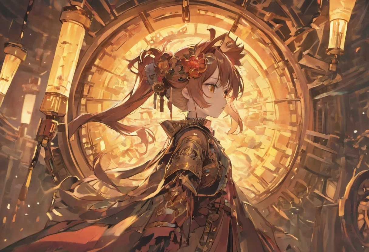 Chinese ink style,Steampunk world,Huge steam mecha and Hanfu girl,Ink animation art,Ink comic art,water ink,ink,Smudge,8K,Delicately portrayed,Works of masters