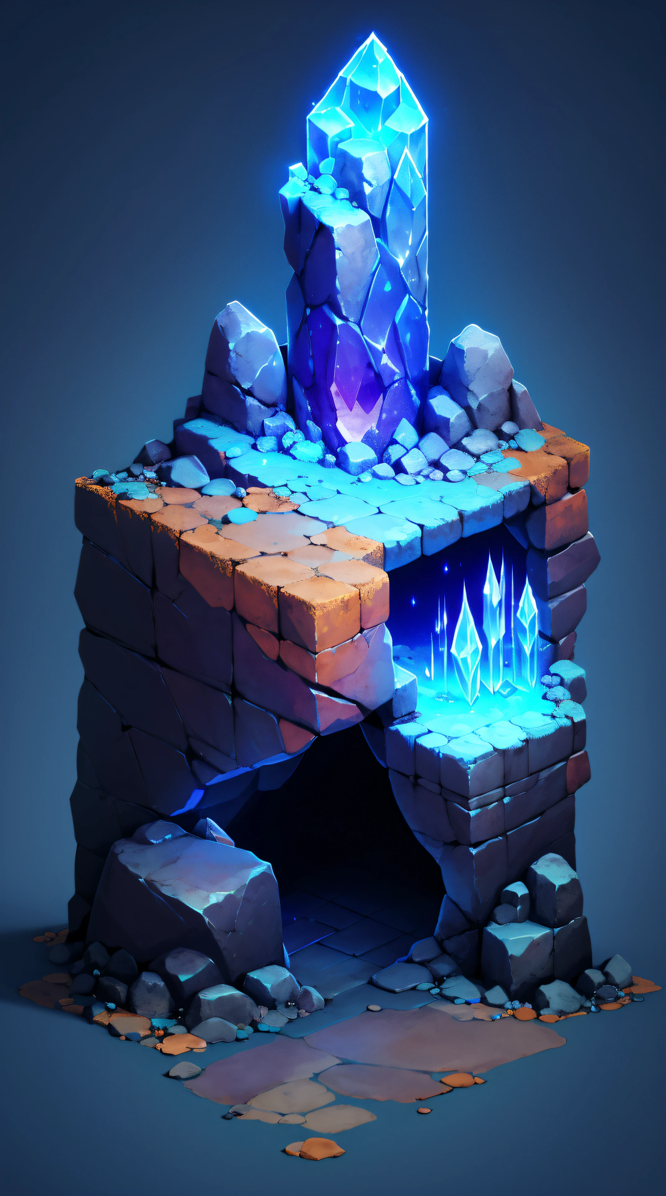 ((masterpiece,best quality)), absurdres , Isometric_Setting, cave, crystal, magic, glowing,