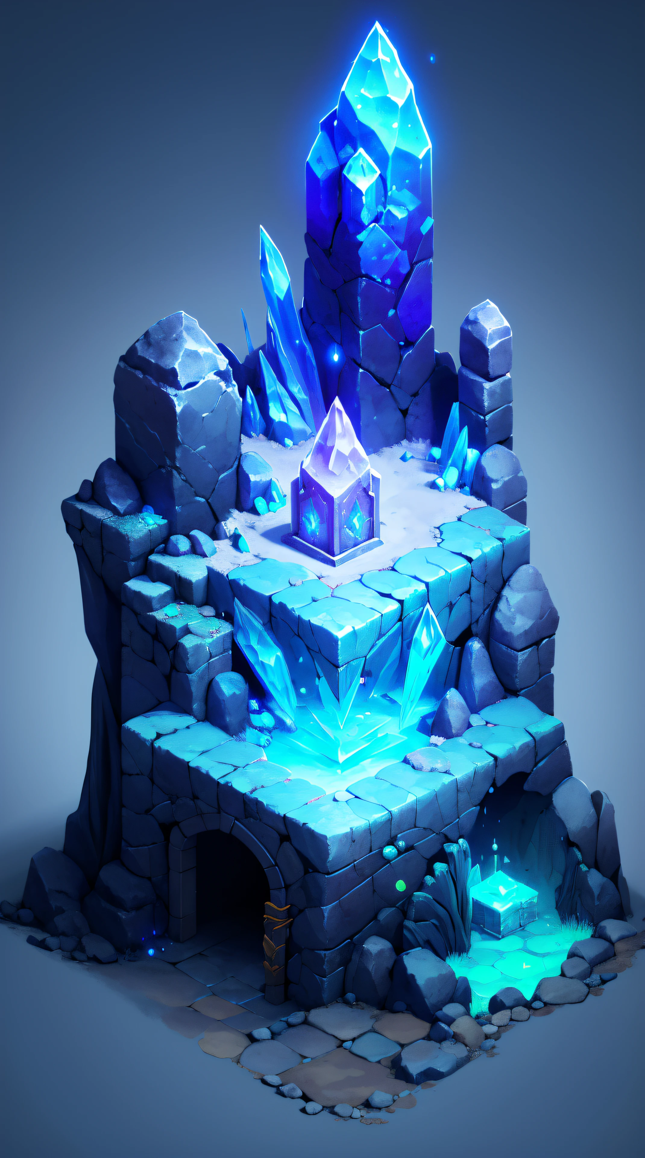 ((masterpiece,best quality)), absurdres , Isometric_Setting, cave, crystal, magic, glowing,