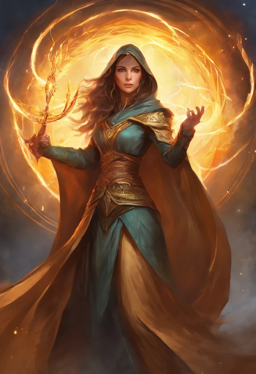 A Western medieval ancient female mage,A female mage in a brown cloak is releasing an arc,The hood covers the face and cannot see clearly,(An electric arc around the hand:1.3),poised to strike,imposing,(Thunder magic),(The arc was released from the female mage's hand),The current spreads around,Medieval landscape,Fantastical,4K,best qualtiy,primitive,((Ultra-detailed and high-precision details)),Power Hero & Magic 3,Fantastical,The background is the canyon plain,The scene is impressive