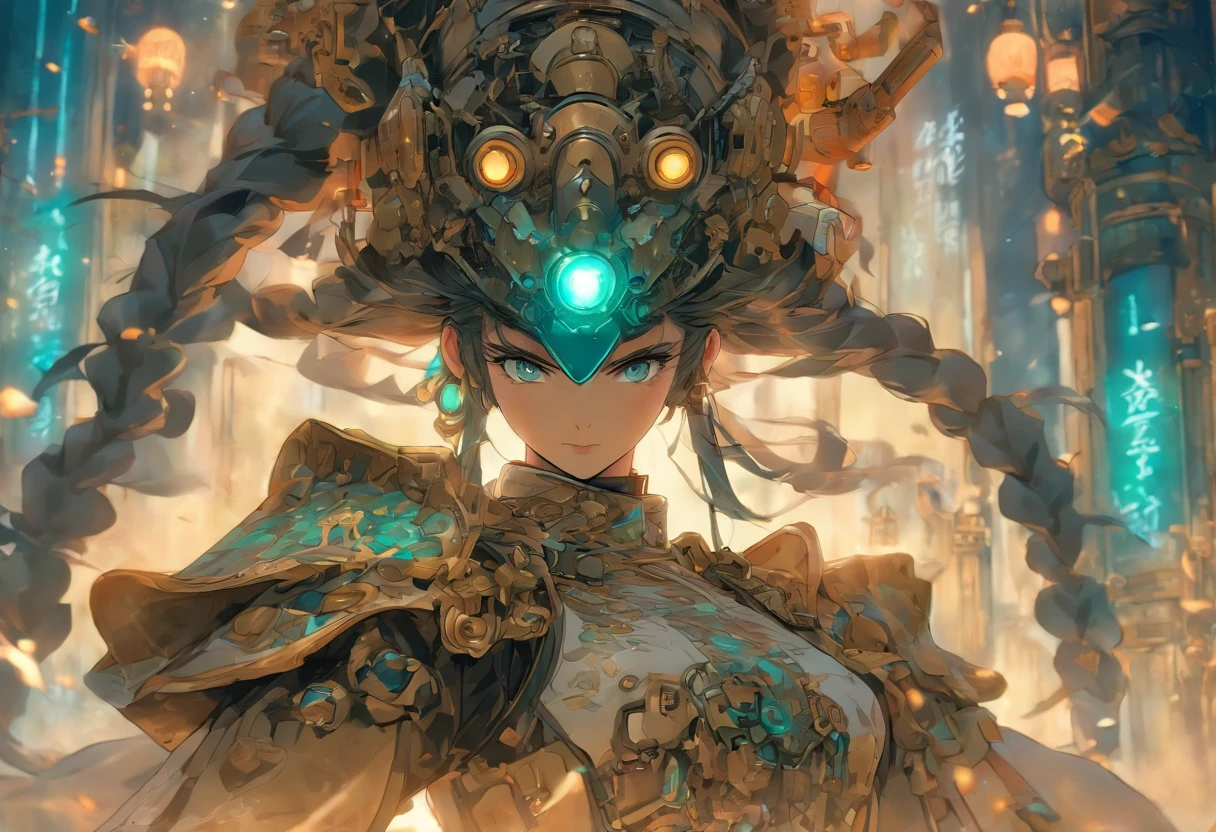 Chinese ink style,Steampunk world,Huge steam mecha and Hanfu girl,Ink animation art,Ink comic art,water ink,ink,Smudge,8K,Delicately portrayed,Works of masters