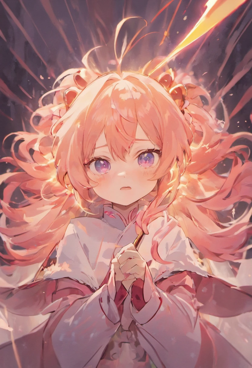 (White background:1.4),(The face of the girl's head, Eyes open, Long pink hair,pink fox ears,There are 9 fluffy fox tails,The tail has a fiery red color at the end, Oriental elements),(Chinese Illustration:1.3,paper art:1.3, Quilted Paper Art:1.2),( Reasonable design, Clear lines, High Sharpness,Best Quality, Very detailed, masutepiece, Movie Light Effects, 4K )