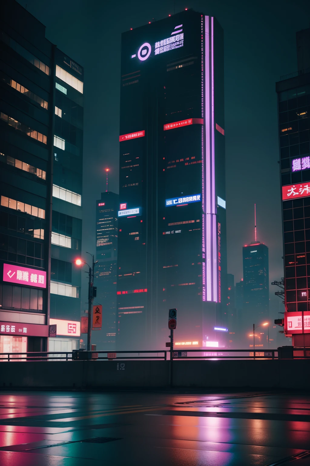 cyber punk perssonage,Signage,城市,telephoto lenses