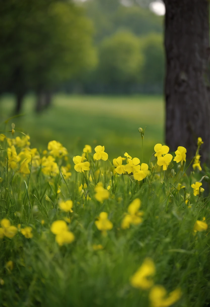 Viola yellow verdant green grass Naples 4 men