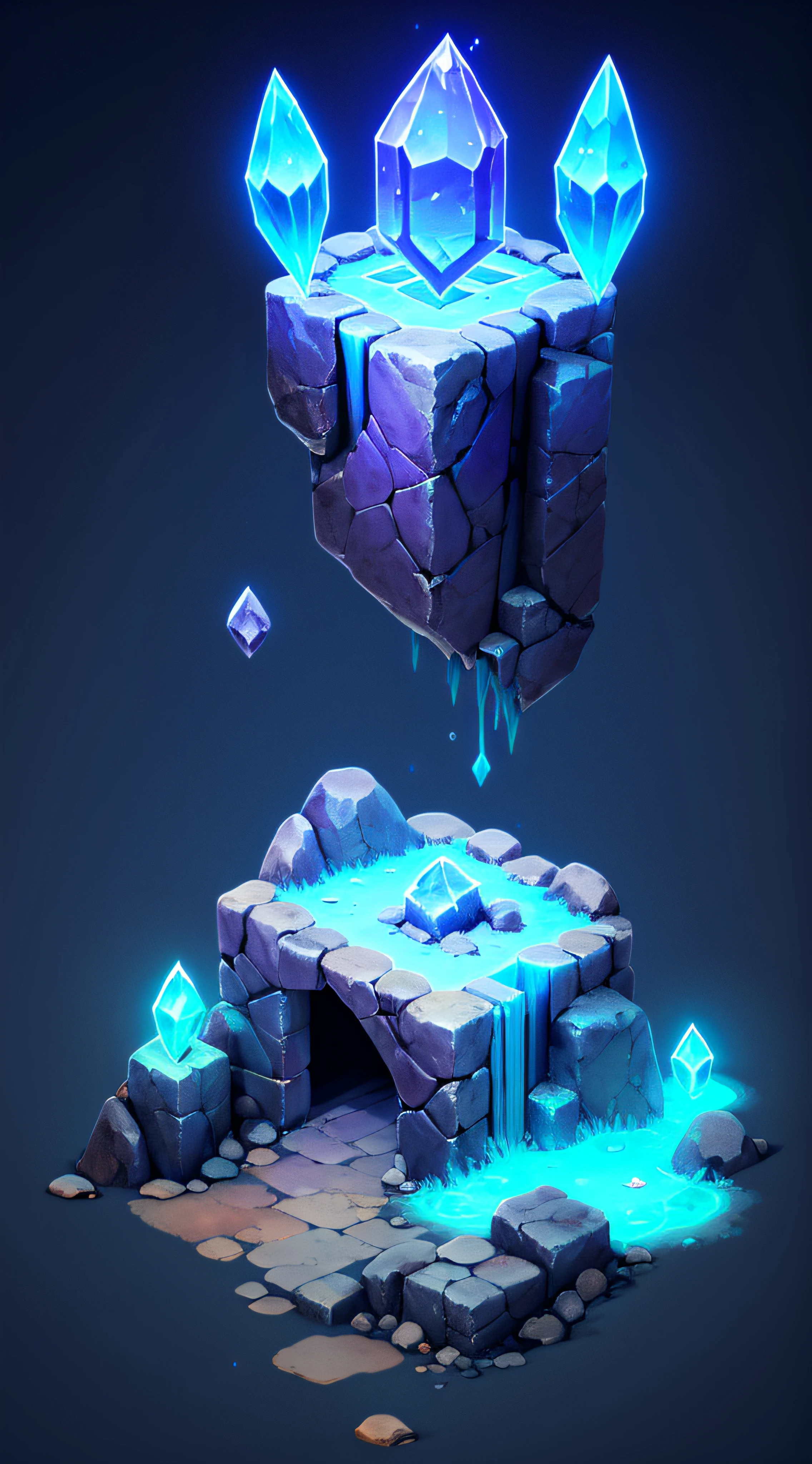 ((masterpiece,best quality)), absurdres , Isometric_Setting, cave, crystal, magic, glowing,