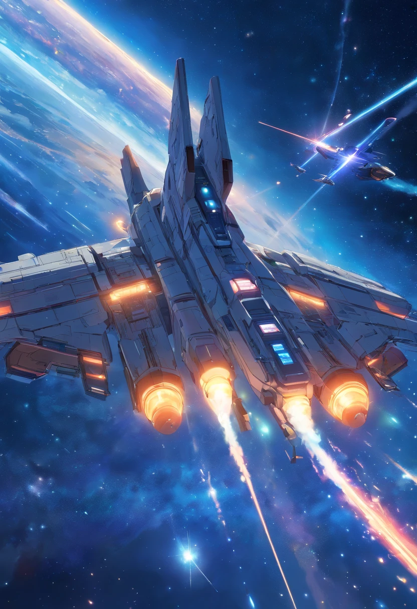 Universe, galaxy, deep space, interstellar spaceship (small), starlight, grand, deep, future technology, war, realism