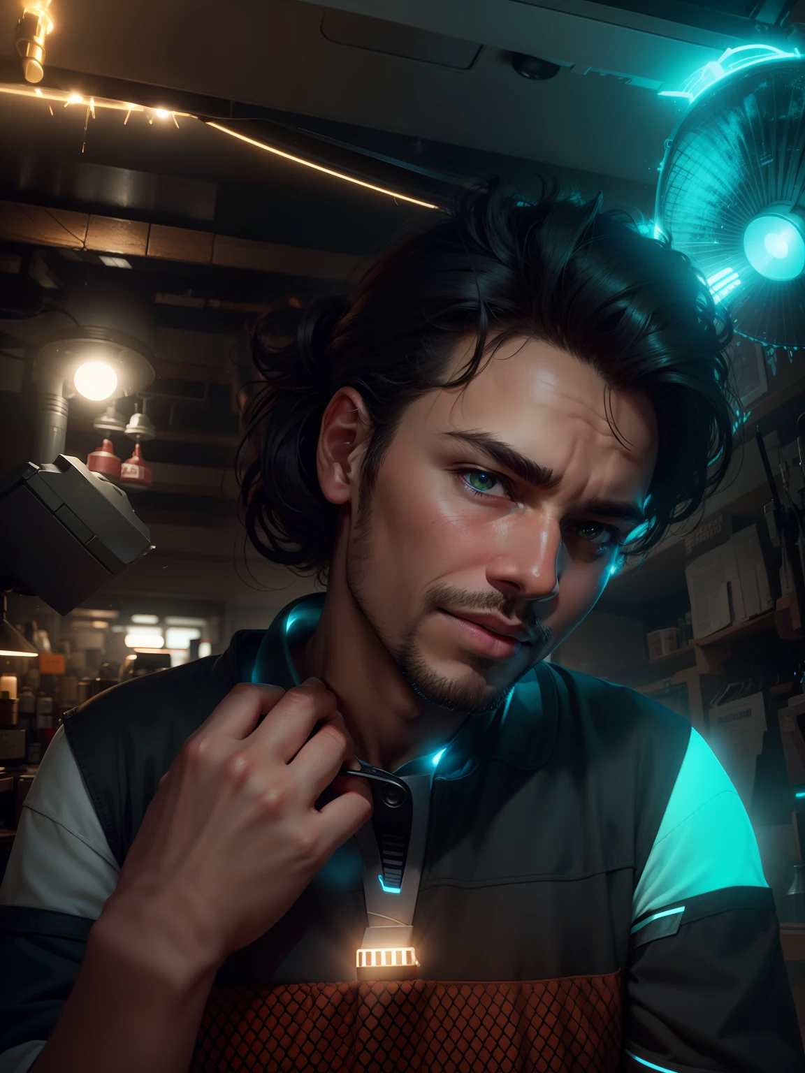 Remove background and add a cinematic glowing light background, edit face smooth