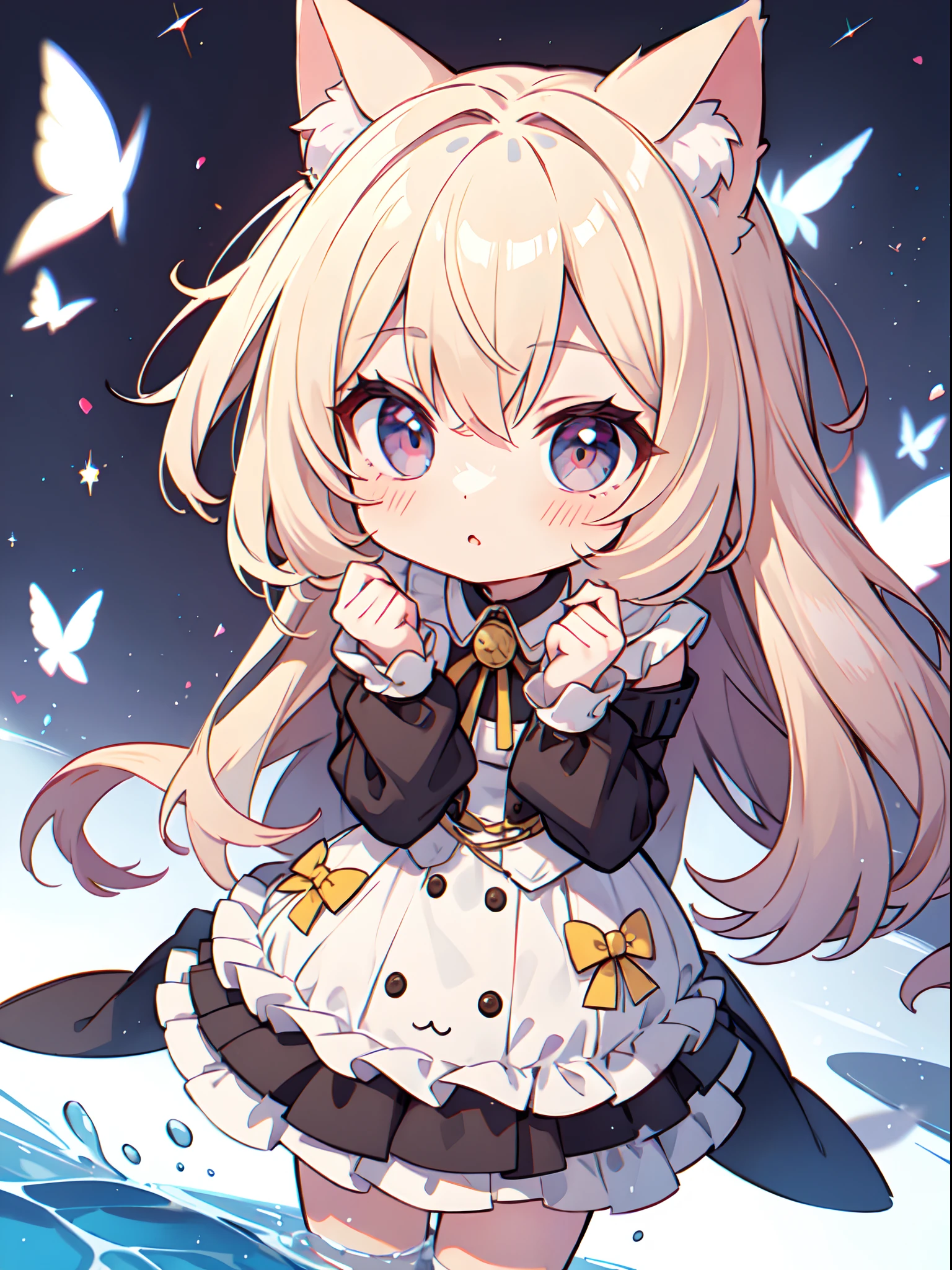 one beautiful catgirl,chibi