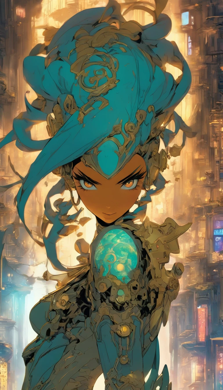 Chinese ink style,Steampunk world,Carved steampunk warframe girl,Jet steam is suspended in the city air,Ink animation art,Ink comic art,water ink,ink,Smudge,8K,Delicately portrayed,Works of masters