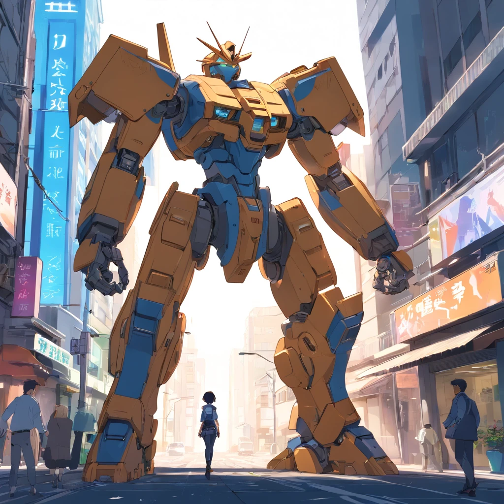 1mecha,Pacific Rim,Sense of oppression,The city of the future,Fight monsters,,Masterpiece,hyper HD,16k,structurally correct