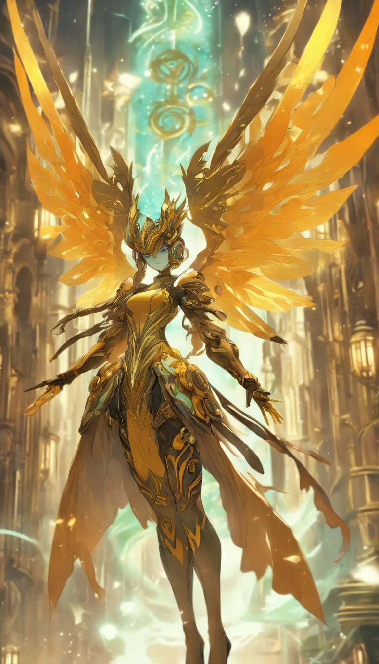 Chinese ink style，Steampunk world，Carved steampunk warframe girl，giant mechanical wings，Jet steam is suspended in the city air，Ink animation art，Ink comic art，water ink，ink，Smudge，8K，Delicately portrayed，Works of masters