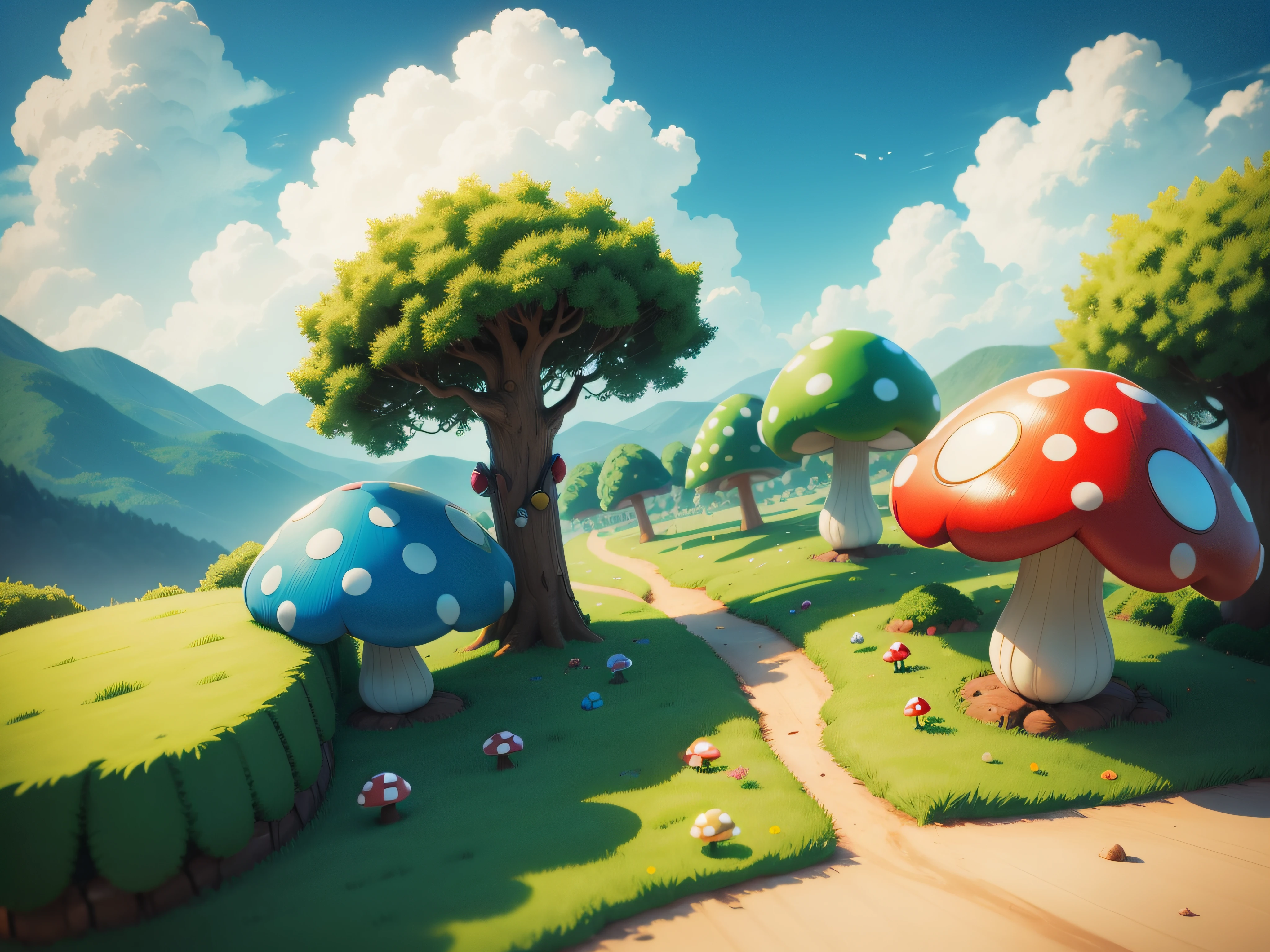Mario and Luigi, the iconic plumber duo, stand side by side in the vibrant and whimsical Mushroom Kingdom. The lush green landscape is dotted with colorful blocks, towering trees, and cheerful clouds. With a playful and adventurous atmosphere, the scene captures their determination and camaraderie. Rendered in a lively and cel-shaded style, reminiscent of the Mario games, with bold colors and charming character designs.
