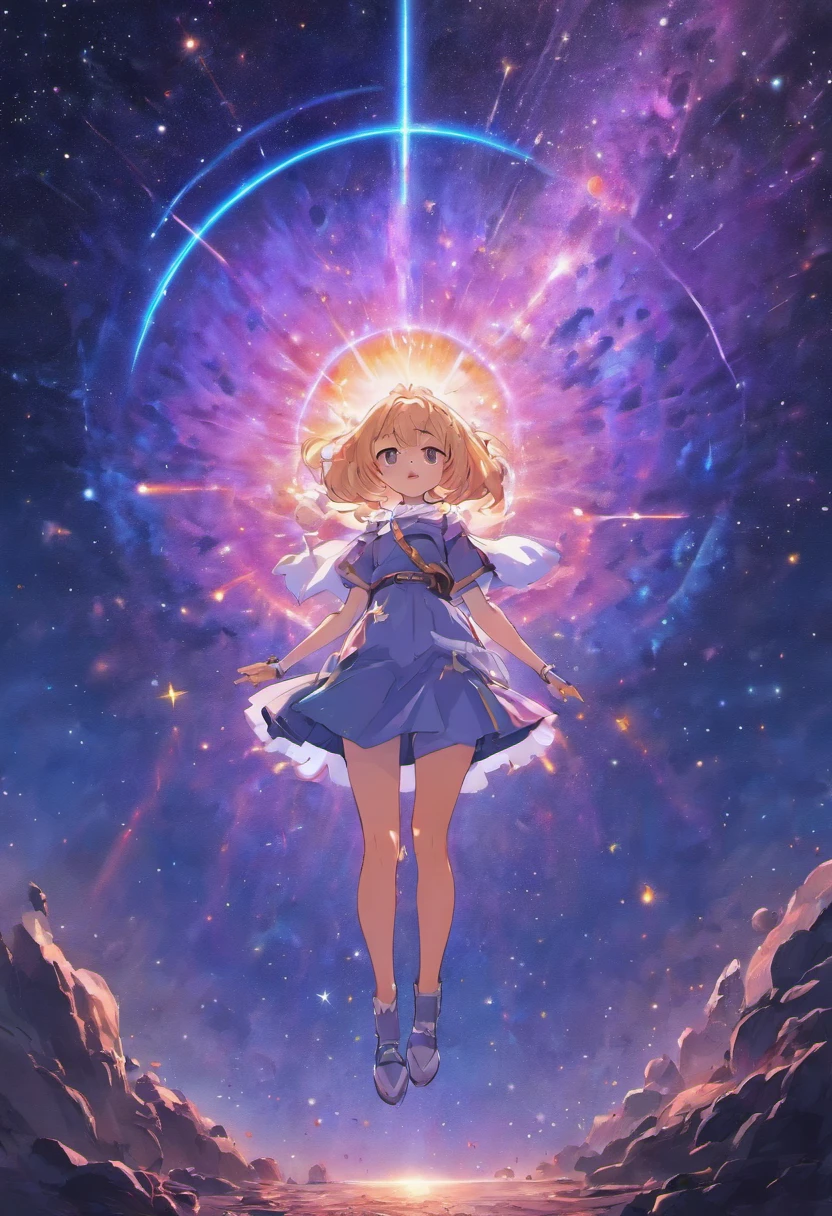 Shinji Wada, Margaret Tempest, Lola Anglada, David Wiesner, Kozue Amano, Surrealism, wonder, strange, fantastical, fantasy, Sci-fi, Japanese anime, crescent moon in a potato field, bipedal rabbit wearing clothes, the adventures of Alice, a beautiful blonde miniskirt girl, perfect voluminous body, detailed masterpiece 