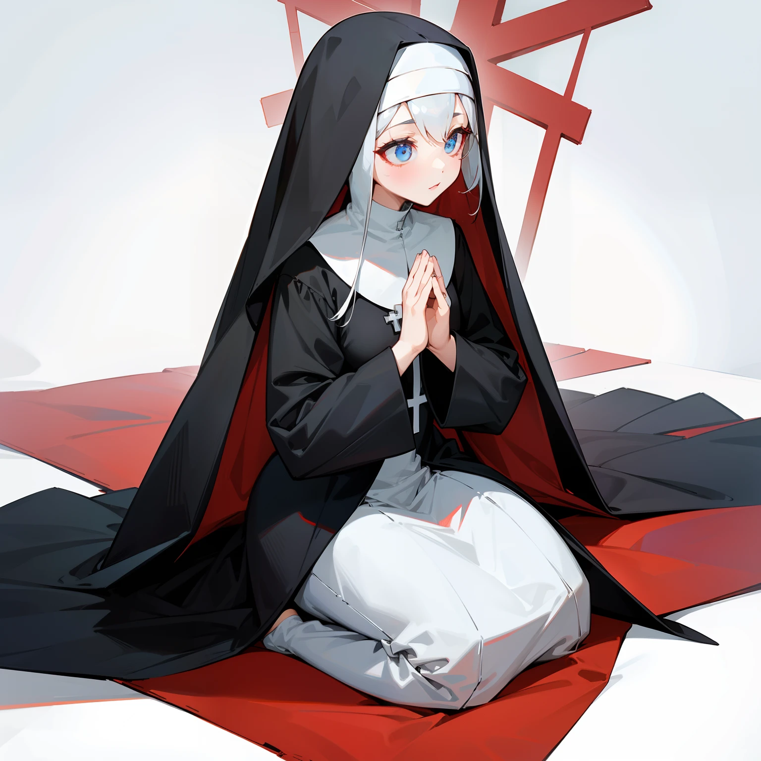 Praying Nun.fullbody image、without background、Cross over to me、Bilibili、Game style、Noumenumé