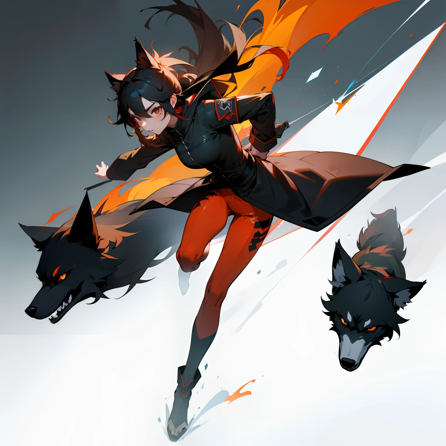 Rogue leader.ember、wild、fullbody image、without background、I have a wolf、Bilibili、Game style、Wolfpack