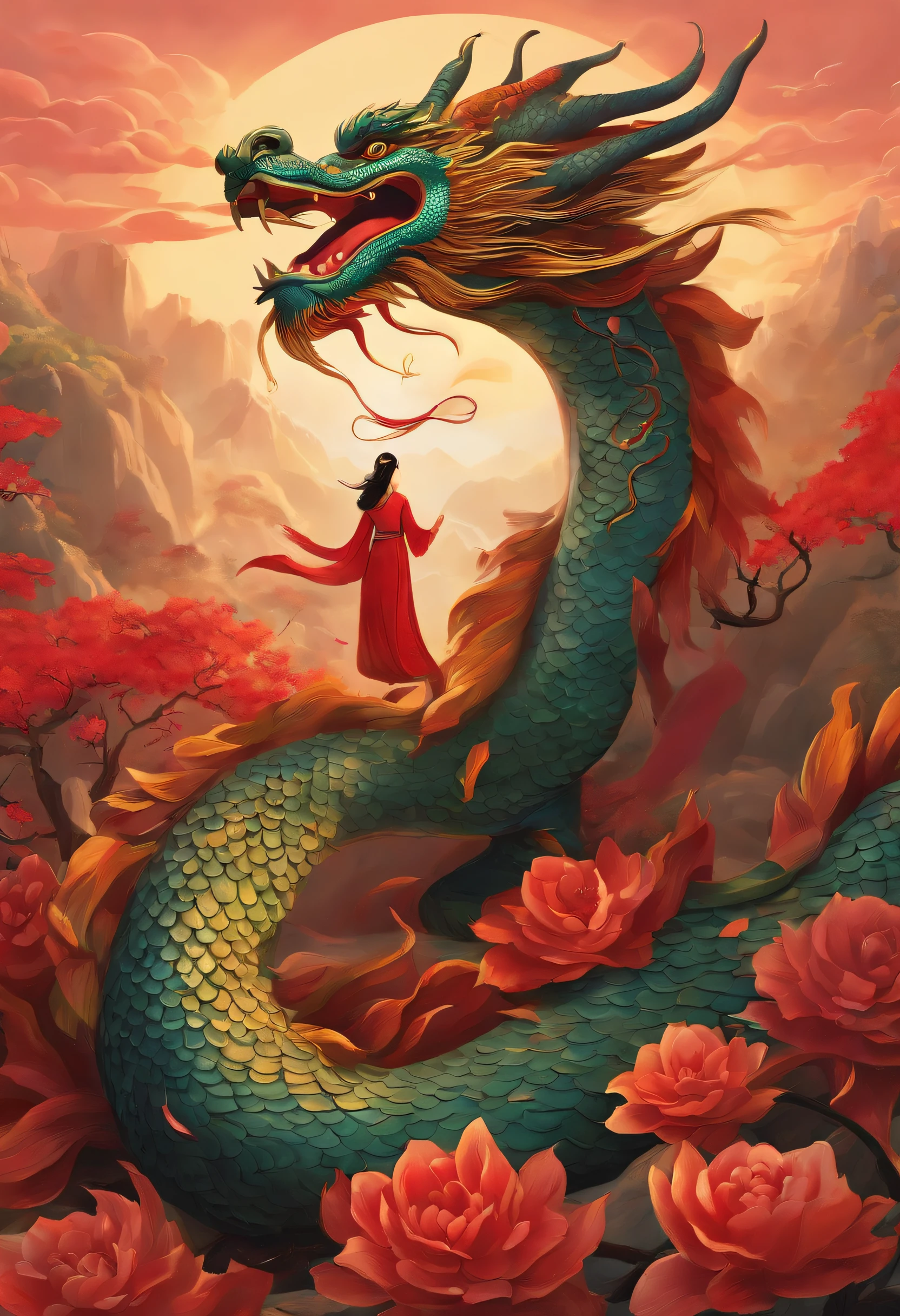 Dragon, Cartoons of love,China-style,jubilation