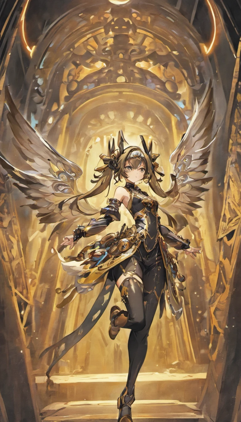 Chinese ink style,Black and white steampunk world,Carved steampunk warframe girl,giant mechanical wings,Jet steam is suspended in the city air,Ink animation art,Ink comic art,water ink,ink,Smudge,8K,Delicately portrayed,Works of masters