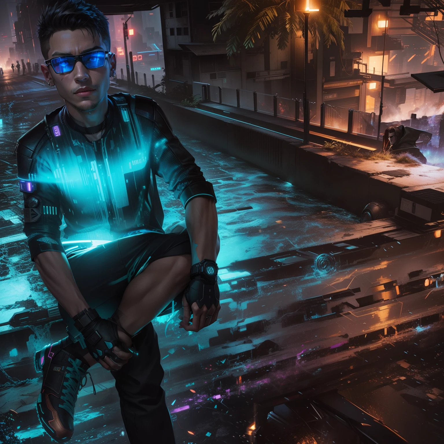 Change background cyberpunk hansome boy, realistic face,8k