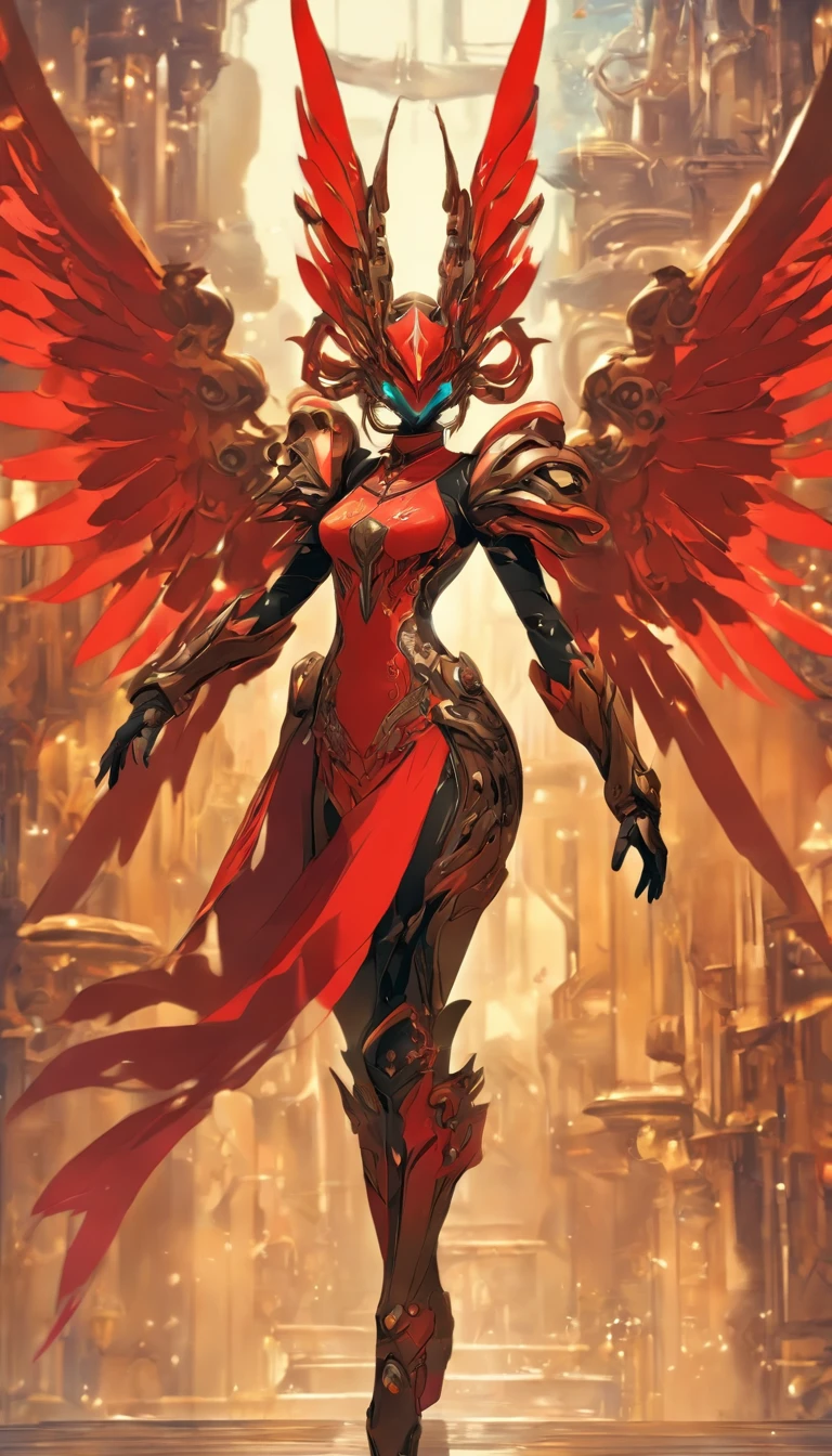 Chinese ink style,Steampunk world,Carved steampunk warframe girl,giant mechanical wings,Jet steam is suspended in the city air,Ink animation art,Ink comic art,water ink,ink,Smudge,8K,Delicately portrayed,Works of masters,Blood-red tones