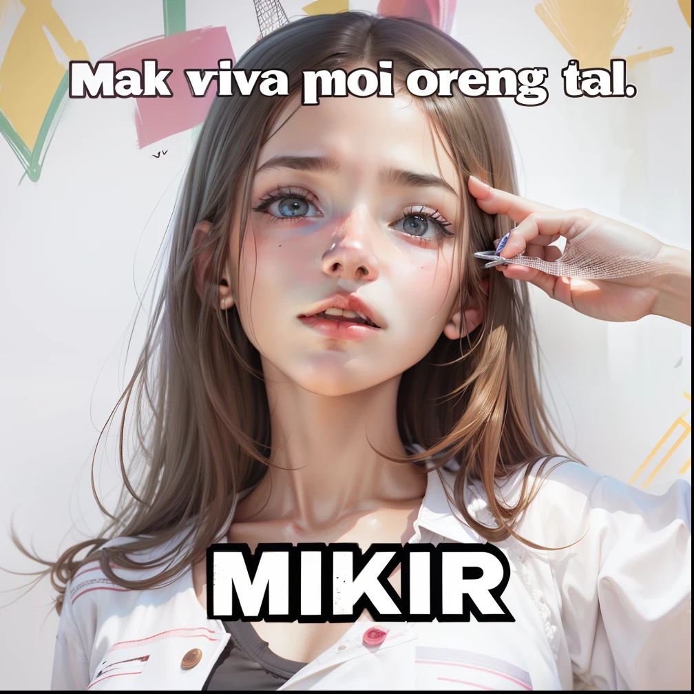a girl touch her head