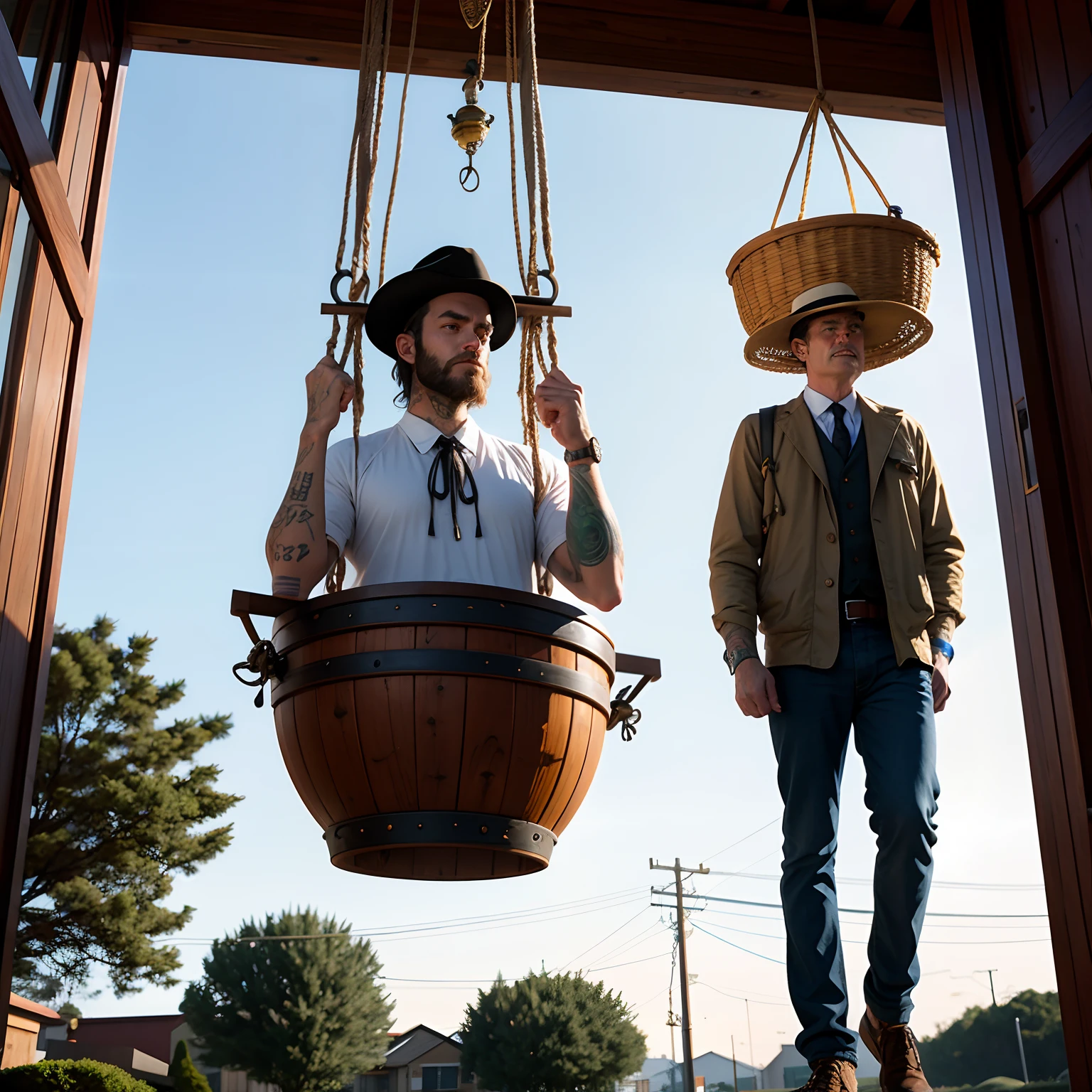 Suicide boys, concept art, 4k, hanging from a noose, sculls