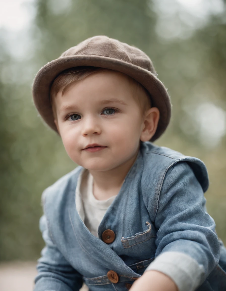 boy in a hat wearing jeans, in the style of canon eos 5d mark iv, elegant, emotive faces, joel robison, mommy's on-the-phonecore, light gray and light blue, sony fe 85mm f/1.4 gm, flickr