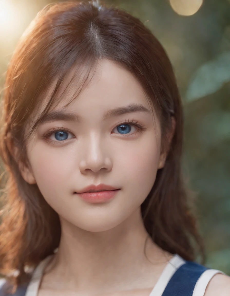 (((medium hair))), best quality, 8K, HDR, highres, absurdres:1.2, blurry background, bokeh:1.2, Photography, (RAW photo:1.2), (photorealistic:1.4), (masterpiece:1.3), (intricate details:1.2), 1girl, solo, japanese girl, delicate, beautiful detailed, (detailed eyes), (detailed facial features), petite, (((small breasts))), skin tight, (looking_at_viewer), from_front, (skinny), (best quality:1.4), (ultra highres:1.2), cinema light, (extreme detailed illustration), (lipgloss, best quality, ultra highres, depth of field, caustics, Broad lighting, natural shading, 85mm, f/1.4, ISO 200, 1/160s:0.75),1girl, solo, (((blue vest))) , smile, school uniform, necklace,