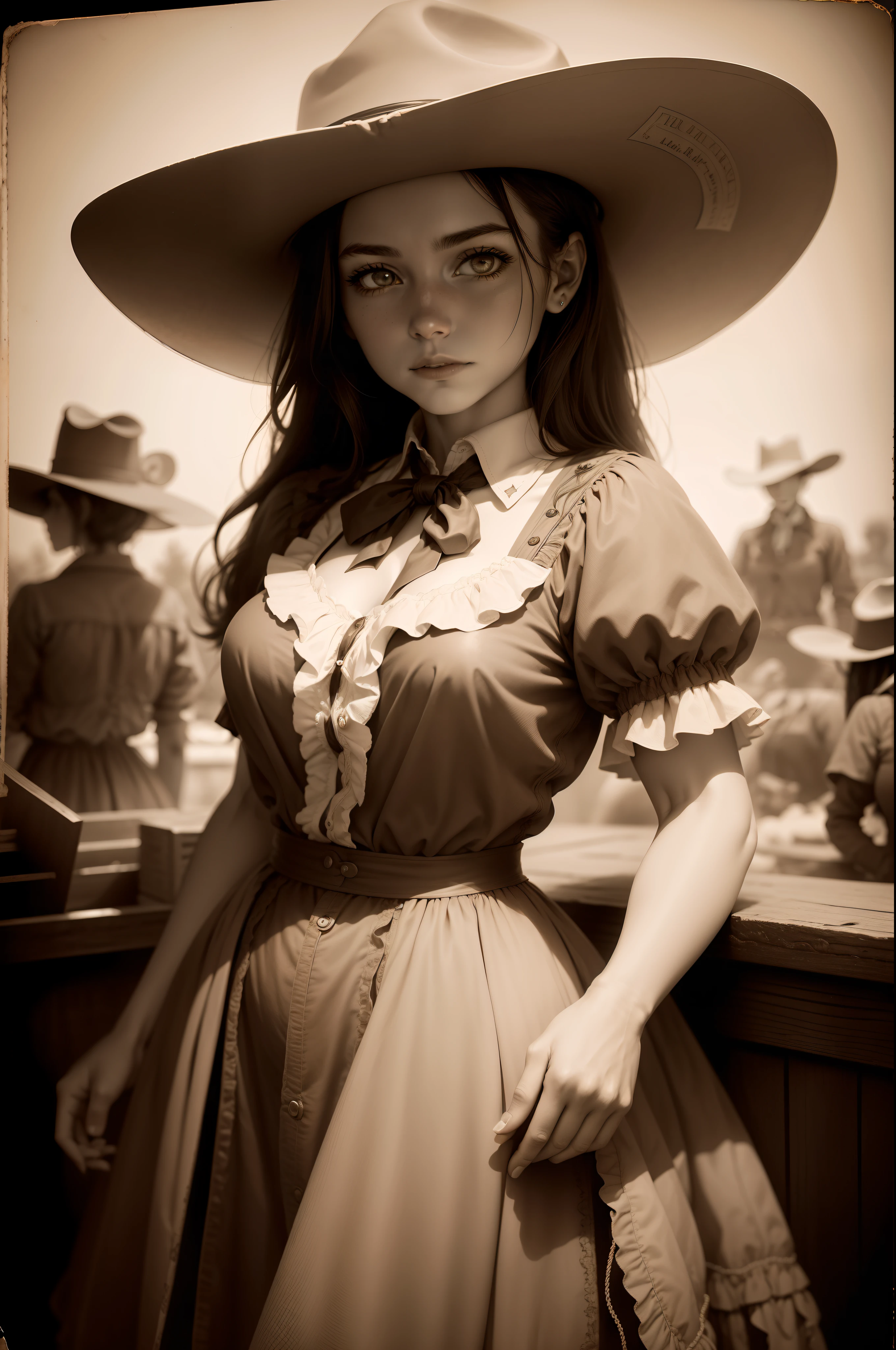 cowgirl model, old school photos, sepia toned images, old Daguerreotypes styled