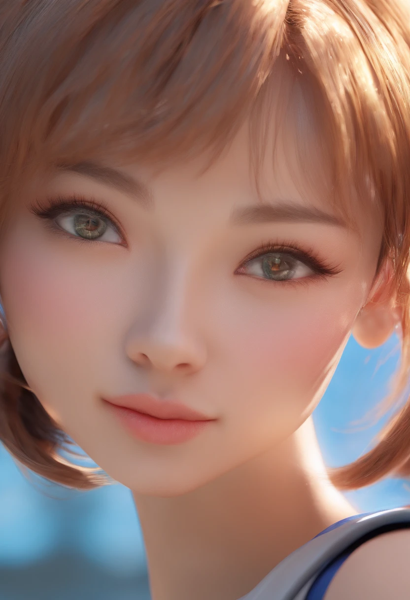 (greybackground:1.5, Close-up Shot Shot:1), (Photorealistic:1.4), (Best quality:1.0), (超高分辨率:1.0), 8K, RAW photo, (Masterpiece:0.2), 1girll, Beautiful skin, Detailed skin, Big smile, teeth, (Short hair:1), (Football uniforms:1.2)